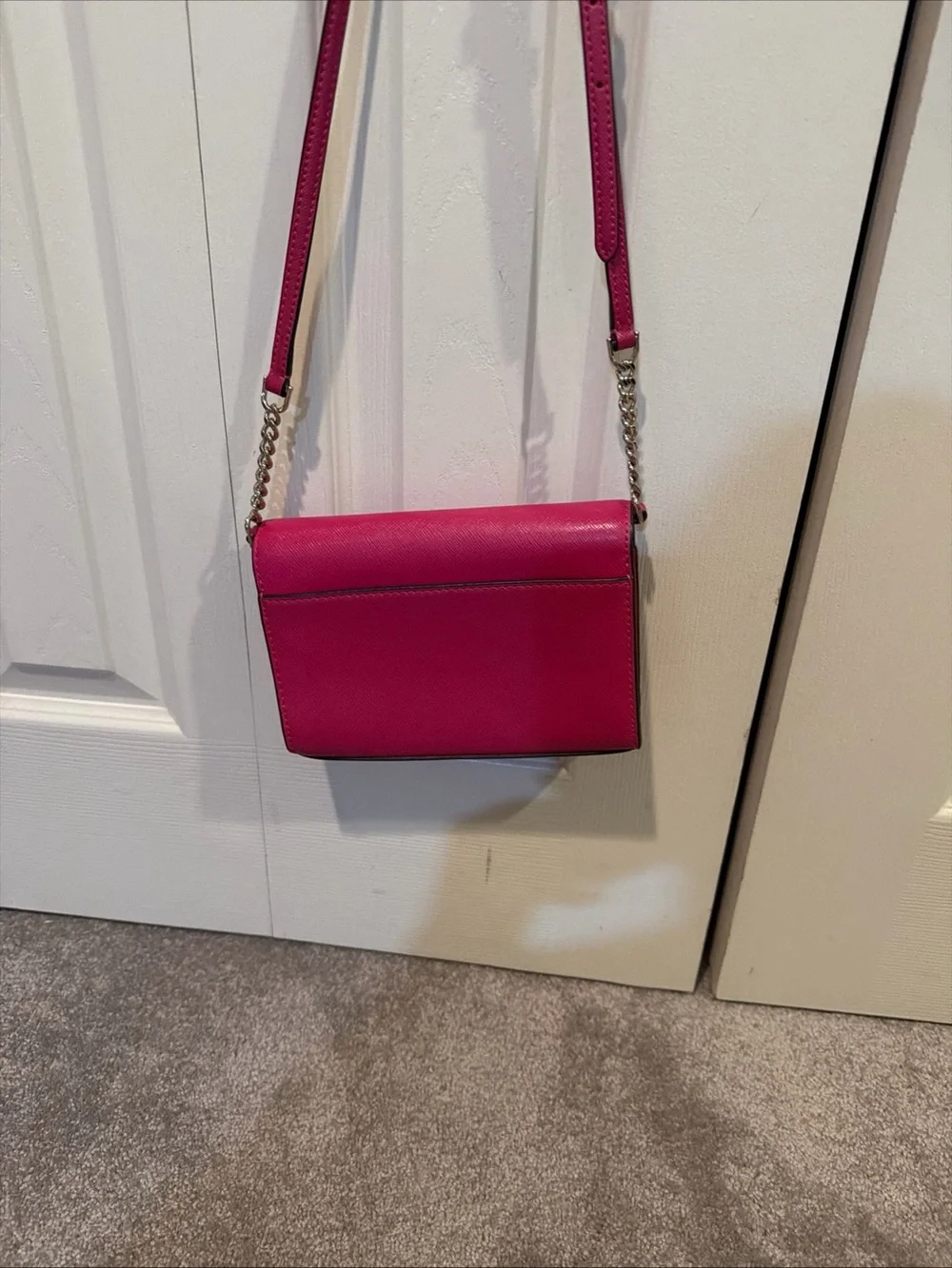 kate spade Hot Pink Leather Crossbody with Chain Strap